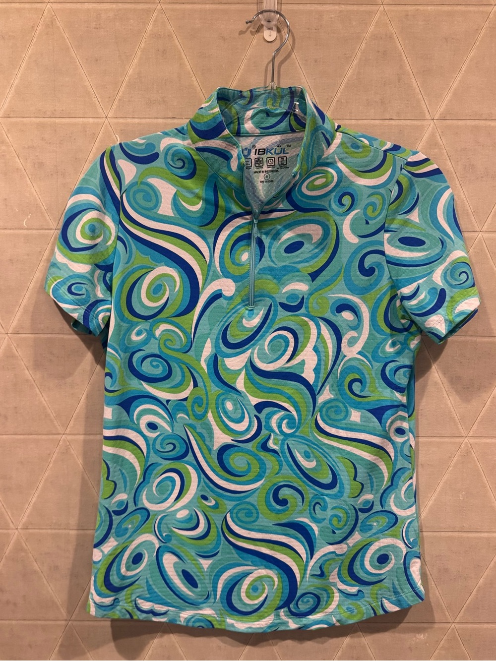 IBKUL  Polo Top S Zip Shirt Turquoise Golf Women’s